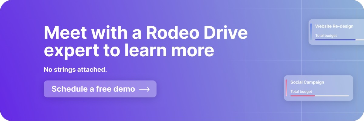 Purple gradient banner that reads, 'Meet with a Rodeo Drive expert to learn more'