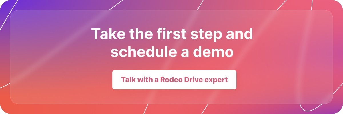 Pink and purple banner that reads, 'Take the first step and schedule a demo' with a button to schedule a call