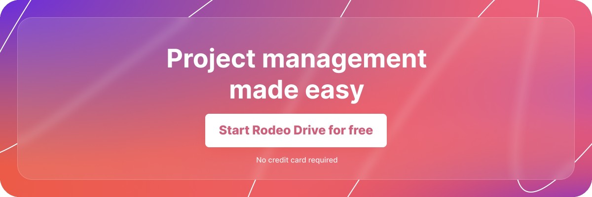 Pink and purple gradient free trial banner with the text, 'Project management made easy'