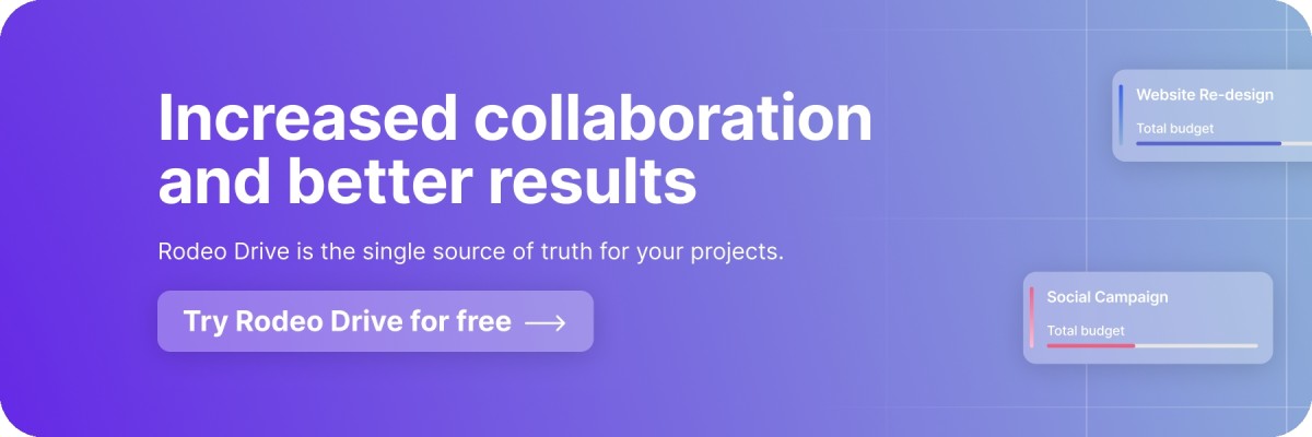 Purple gradient free trial banner that reads, "Increased collaboration and better results"