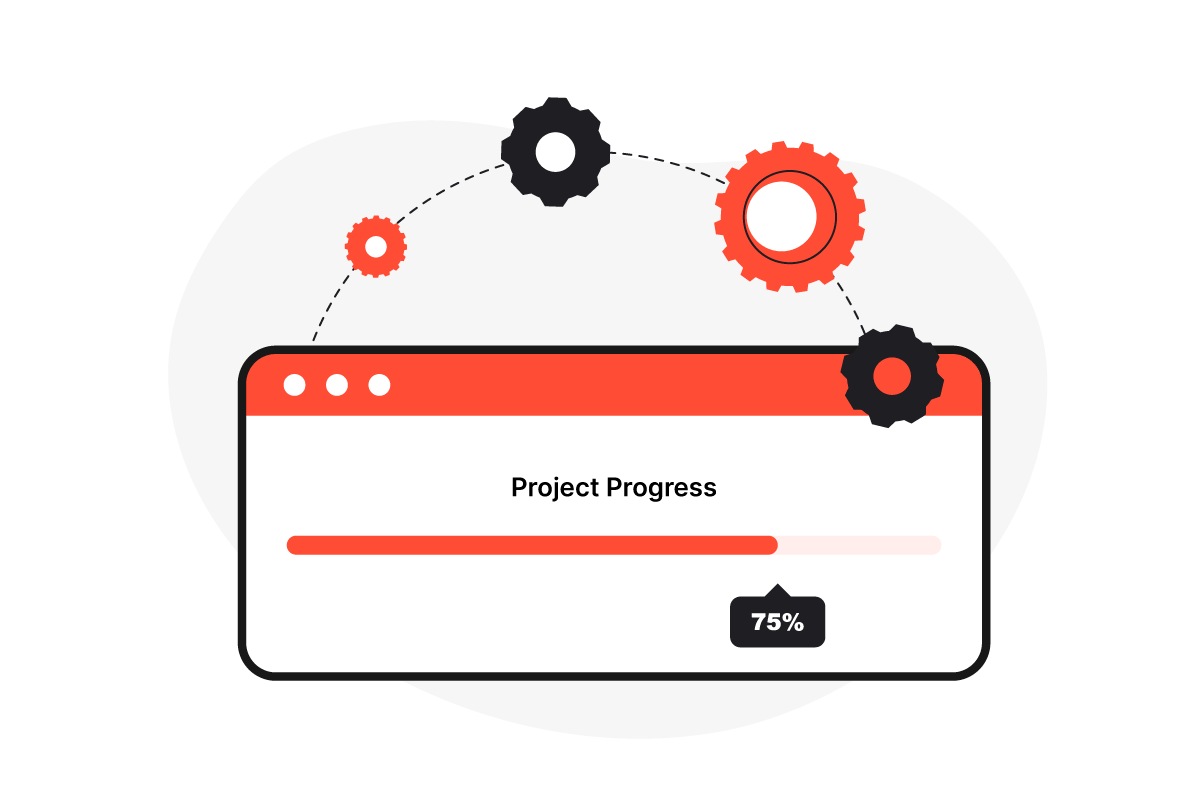 Illustration of a project status bar that's 75% loaded. 