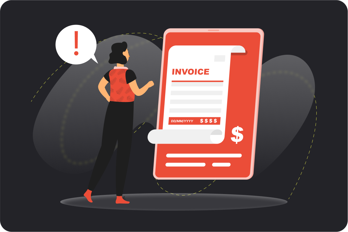 Illustration of late fees on an invoice