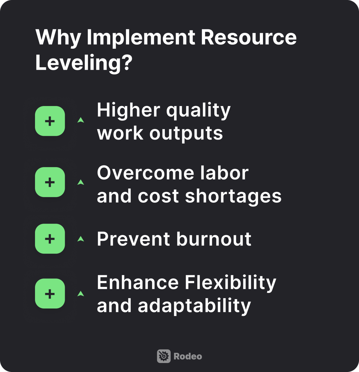 illustrative summary of why to implement resource leveling