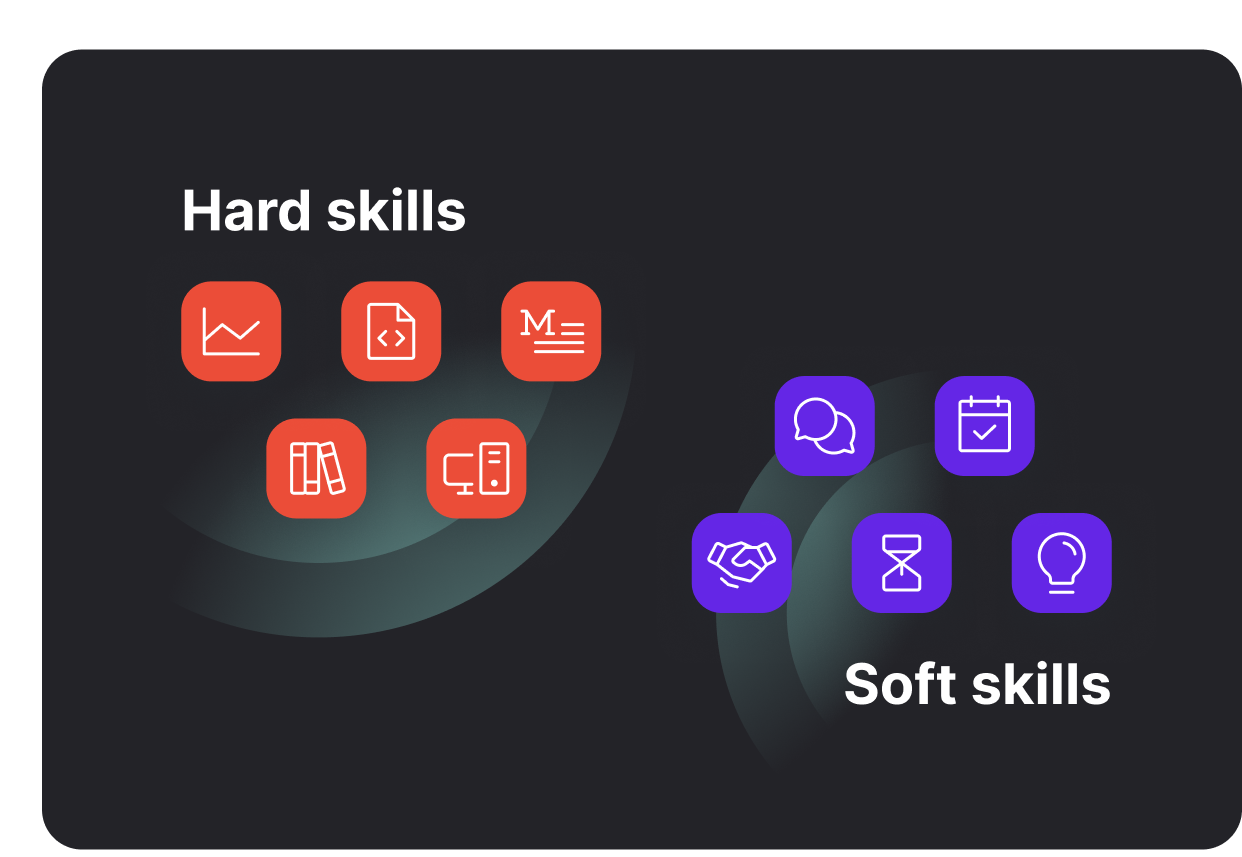Illustration depicting hard vs. soft skills