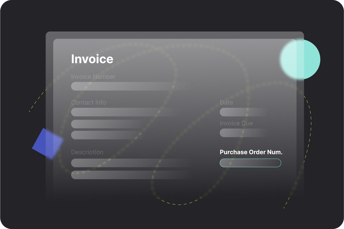 Illustration displaying area to enter PO reference on an invoice