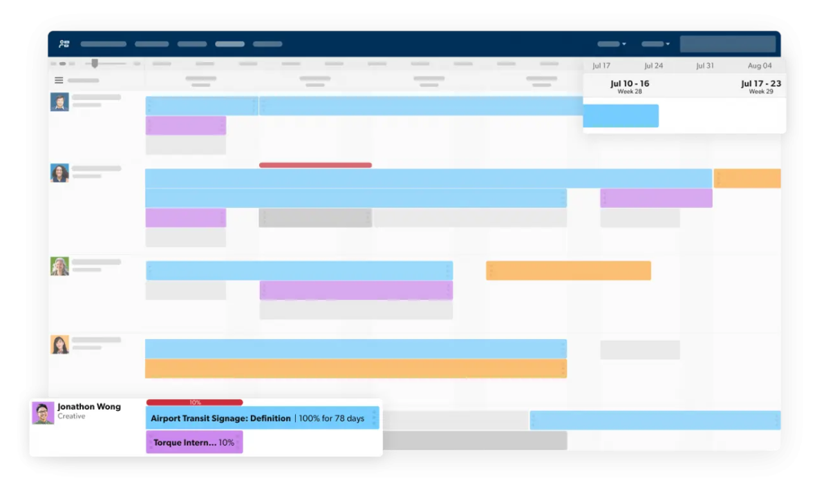 Smartsheet resource management schedule view