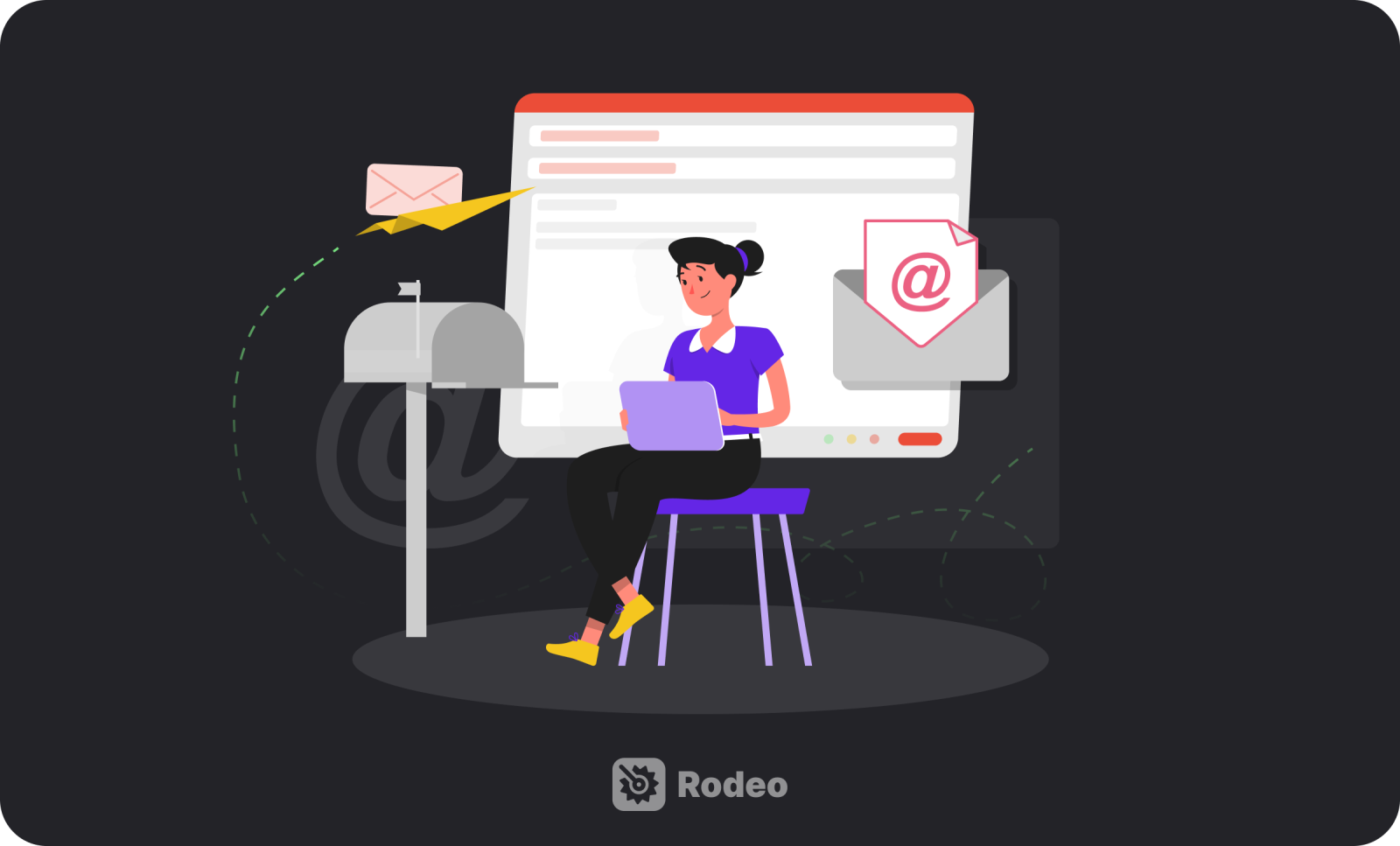 Illustration of someone sending an email