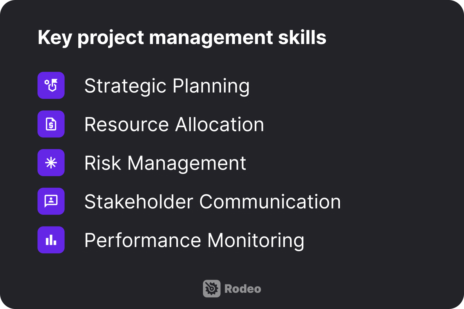 Graphic of the key project management skills