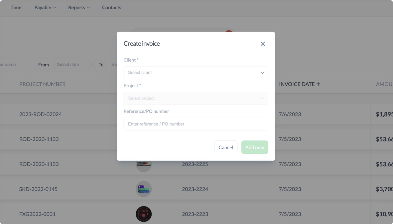 Creating an invoice in Rodeo