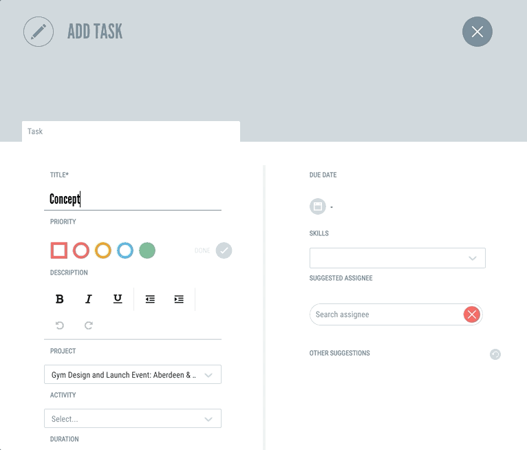 Gif displaying how to assign tasks using Rodeo's tasks feature.