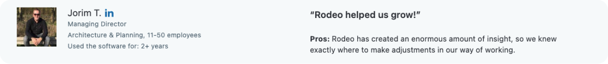 Screenshot image of a review left by a Rodeo user in Capterra