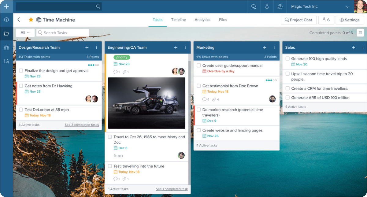 Screenshot of Taskworld's dashboard